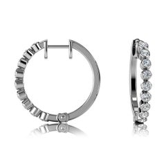 18 Karat White Gold Bezel Hoop Diamond Earrings '1/2 Carat'