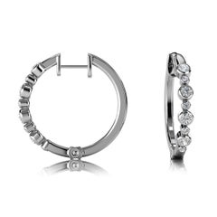 18 Karat White Gold Bezel Hoop Diamond Earrings '1/3 Carat'