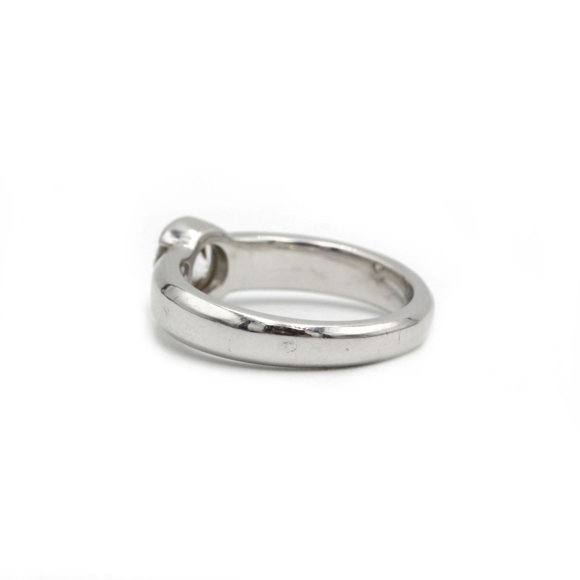 18 Karat Weißgold Solitär-Ring mit 0,80 Karat Diamant im Brillantschliff in Lünettenfassung Damen im Angebot