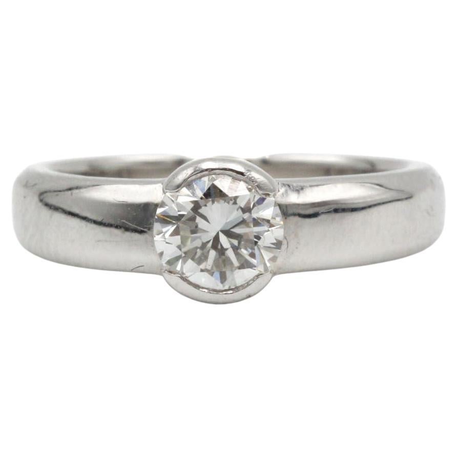 18K White Gold Bezel-Set 0.80 ct Brilliant-Cut Diamond Solitaire Ring