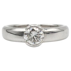 18K White Gold Bezel-Set 0.80 ct Brilliant-Cut Diamond Solitaire Ring