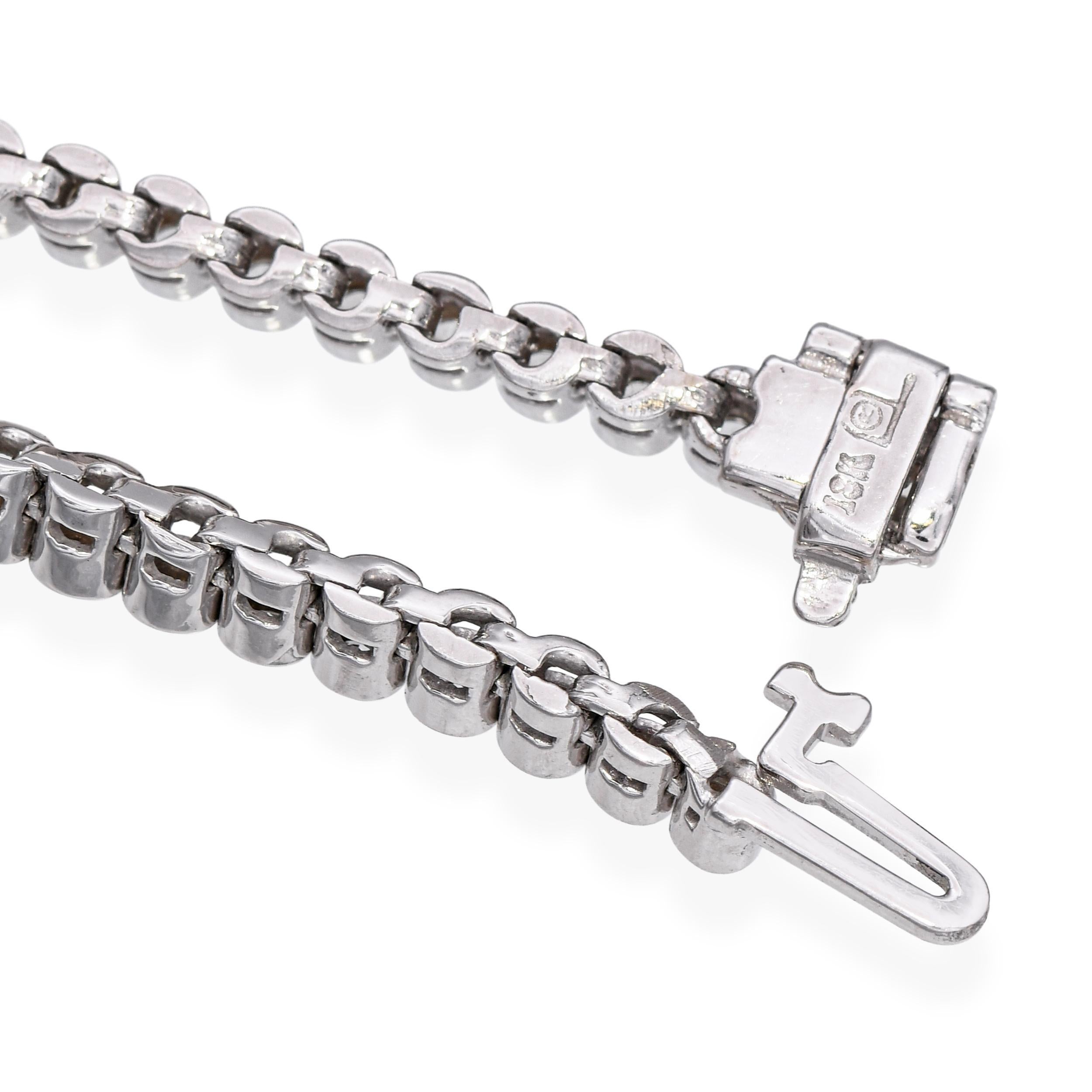 De las mujeres Brazalete de tenis de oro blanco de 18 quilates con bisel engastado y 1,28 qt de diamantes en venta