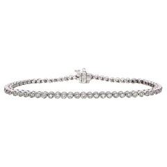 18k White Gold Bezel Set 1.28tcw Diamond Tennis Bracelet