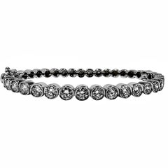 18K White Gold & Bezel Set Diamond Line Bangle Bracelet for the Petite Wrist