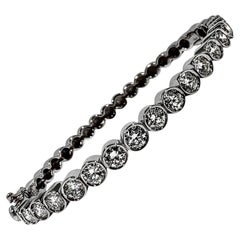 18K White Gold & Bezel Set Diamond Line Bangle Bracelet for the Petite Wrist