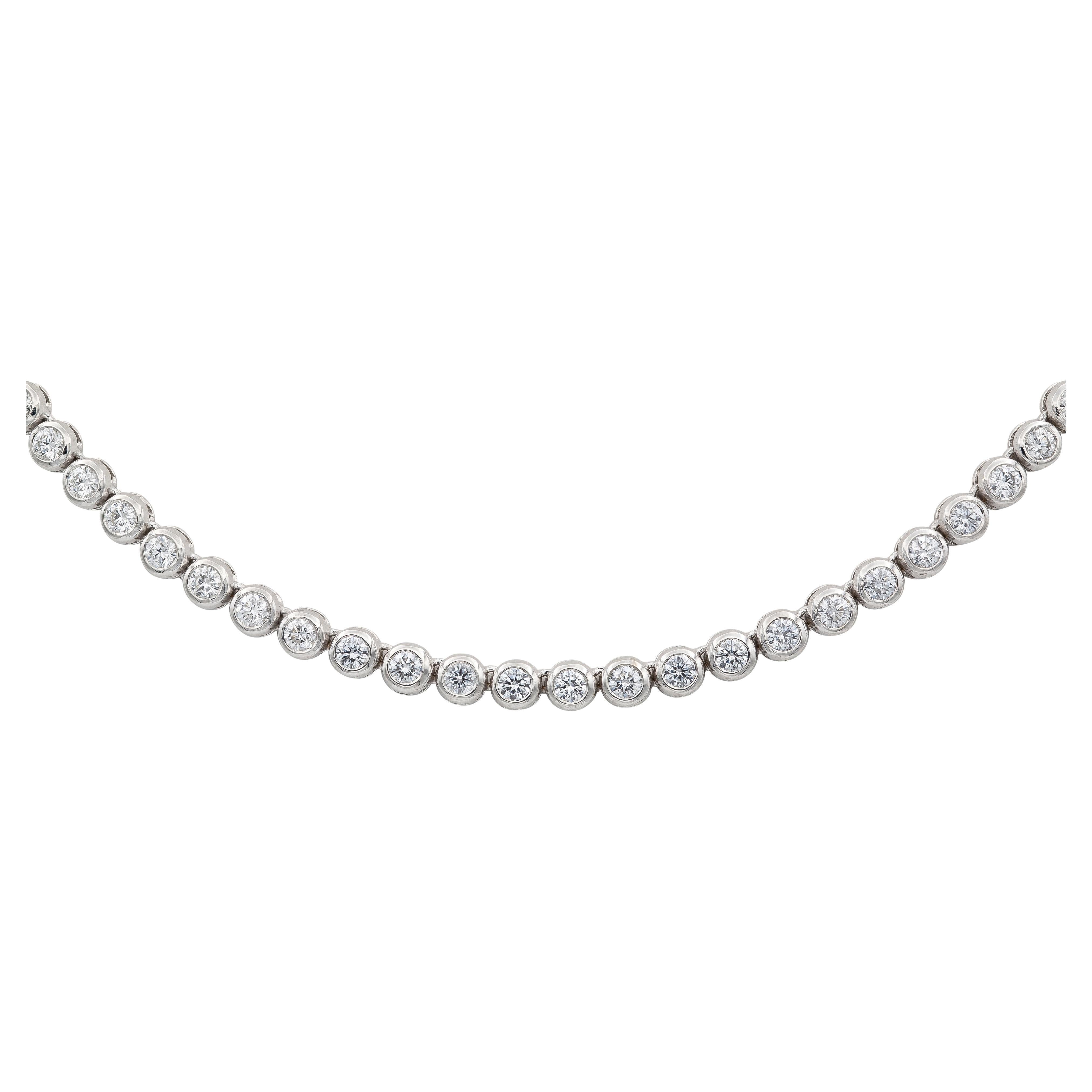 18K White Gold Bezel set DIAMOND Necklace DTw. 7.73 carats