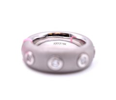 18 Karat White Gold Bezel Set Diamond Satin Finish Band