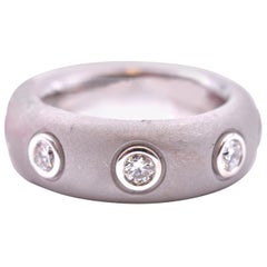 18 Karat White Gold Bezel Set Diamond Satin Finish Band