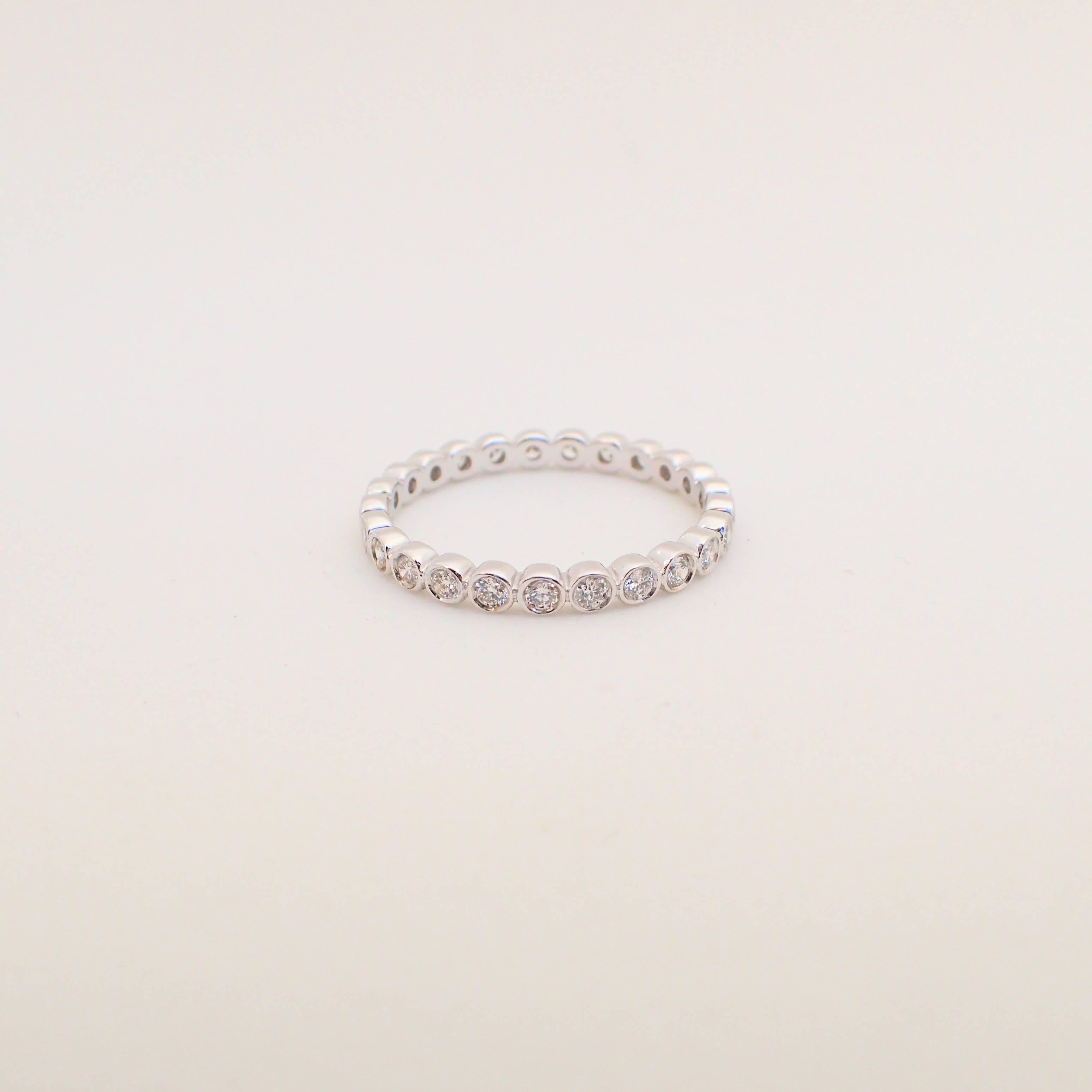 18 Karat White Gold Bezel Set Eternity Band 0.45 Carat of Diamond In New Condition For Sale In Coral Gables, FL