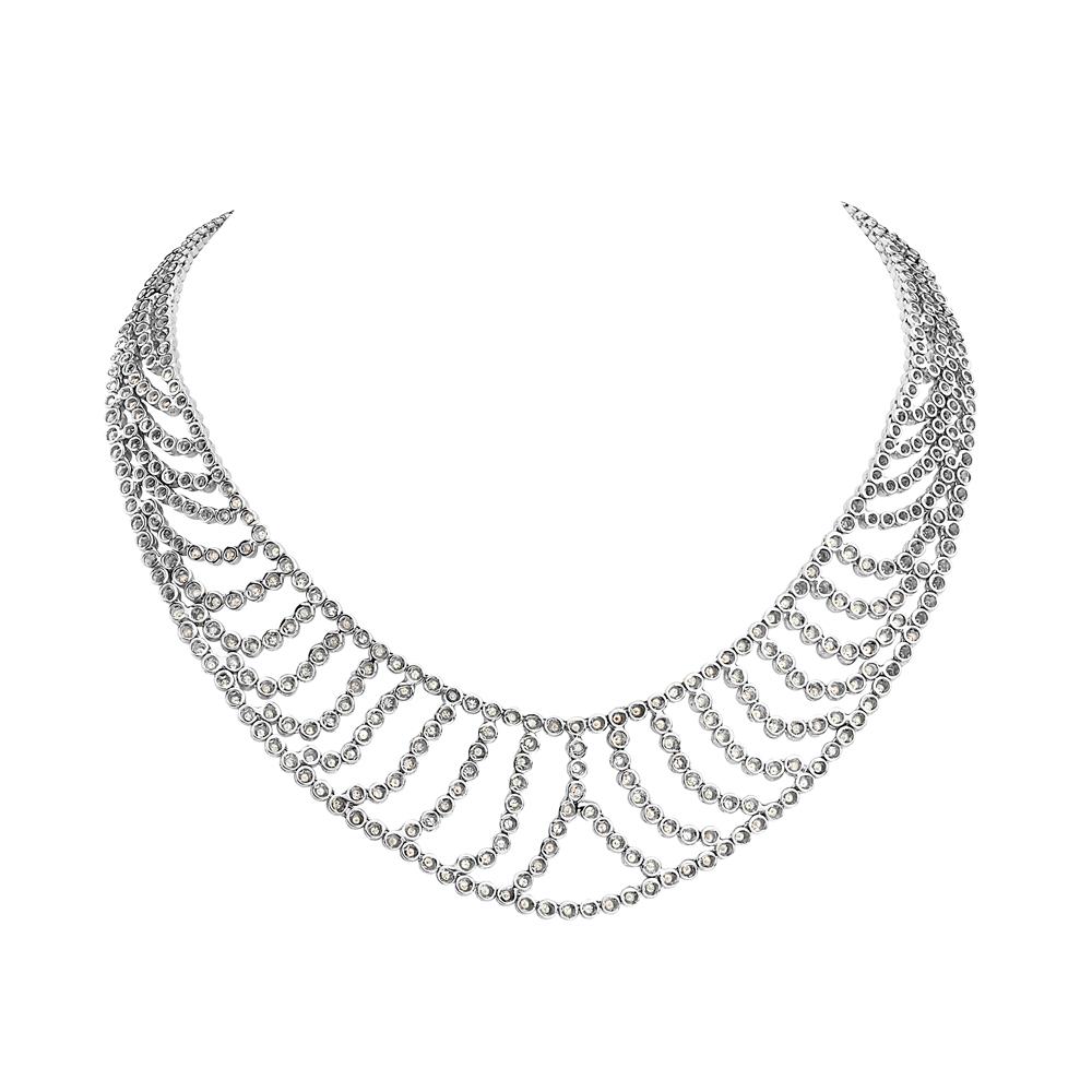 18 Karat White Gold Bib Necklace For Sale at 1stDibs | horn tiara ...