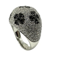 18K White Gold Black and White Diamond Dome Ring