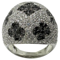 18K Weißgold Schwarzer und weißer Diamant Dome Ring