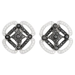 18K Weißgold Schwarzer und weißer Diamant-Ohrring