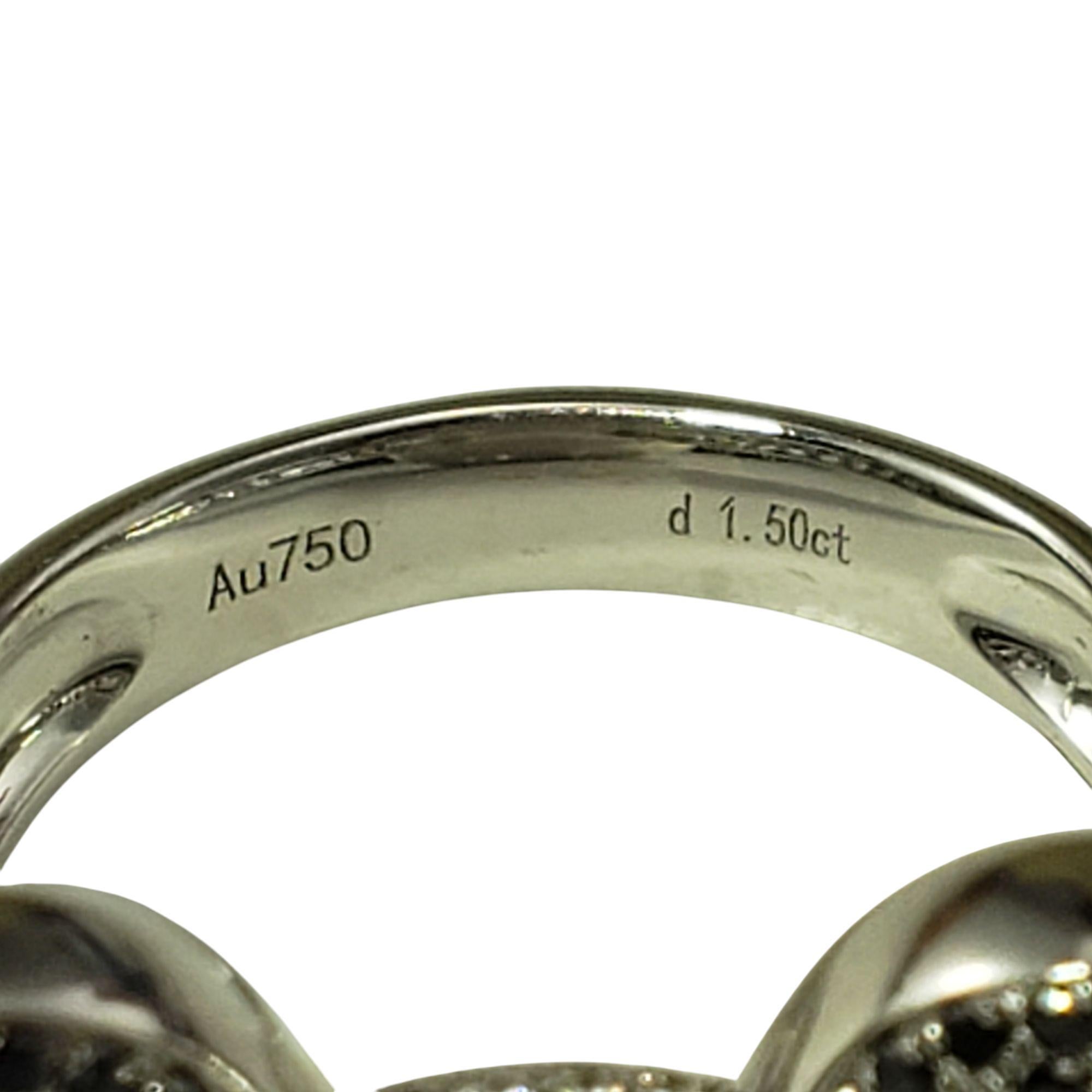 Women's 18K White Gold Black and White Diamond French Bulldog Ring Size 7.5 #21160 For Sale