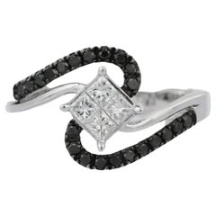 18K White Gold Black and White Diamond Statement Ring