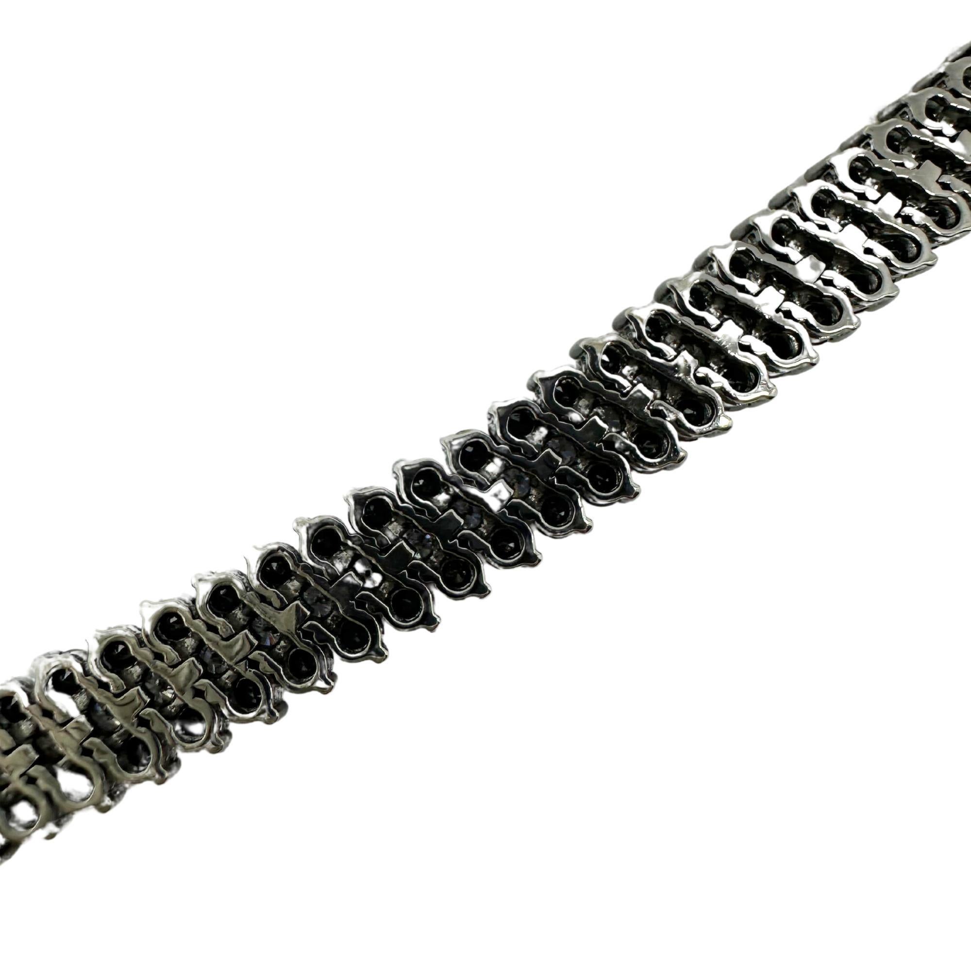 18k White Gold Black and White Diamond Tennis Bracelet For Sale 3