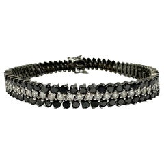 18k White Gold Black and White Diamond Tennis Bracelet