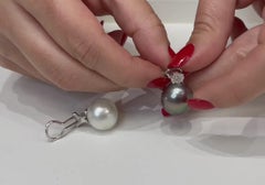 18K Weißgold Schwarz und Weiß Südseeperlen Ohrringe mit Diamanten 0,86 Karat