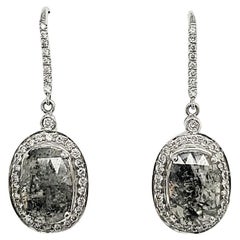 18k White Gold Black Diamond Cts 5.62 Earrings