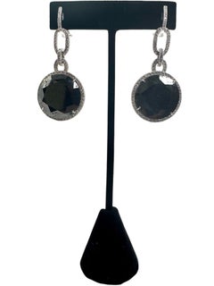 18K White Gold Black Diamond Drop Earrings