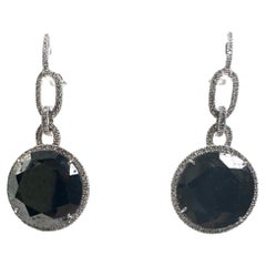 Pendientes Diamante Negro Oro Blanco 18K