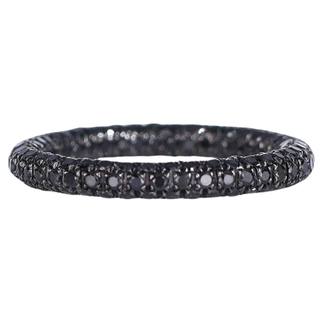 Anillo Eternidad Diamante Negro Oro Blanco 18K