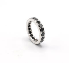 18 Karat Weißgold Schwarzer Diamant Eternity Band Hochzeit Stacking Ring