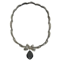 18K White Gold Black Diamond Necklace