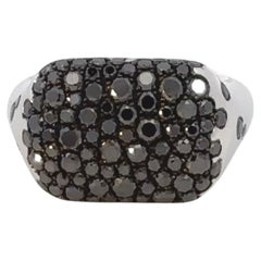 18K Weißgold & Schwarzer Diamant Siegelring