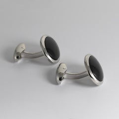 18K White Gold Black Onyx Cufflinks 32g
