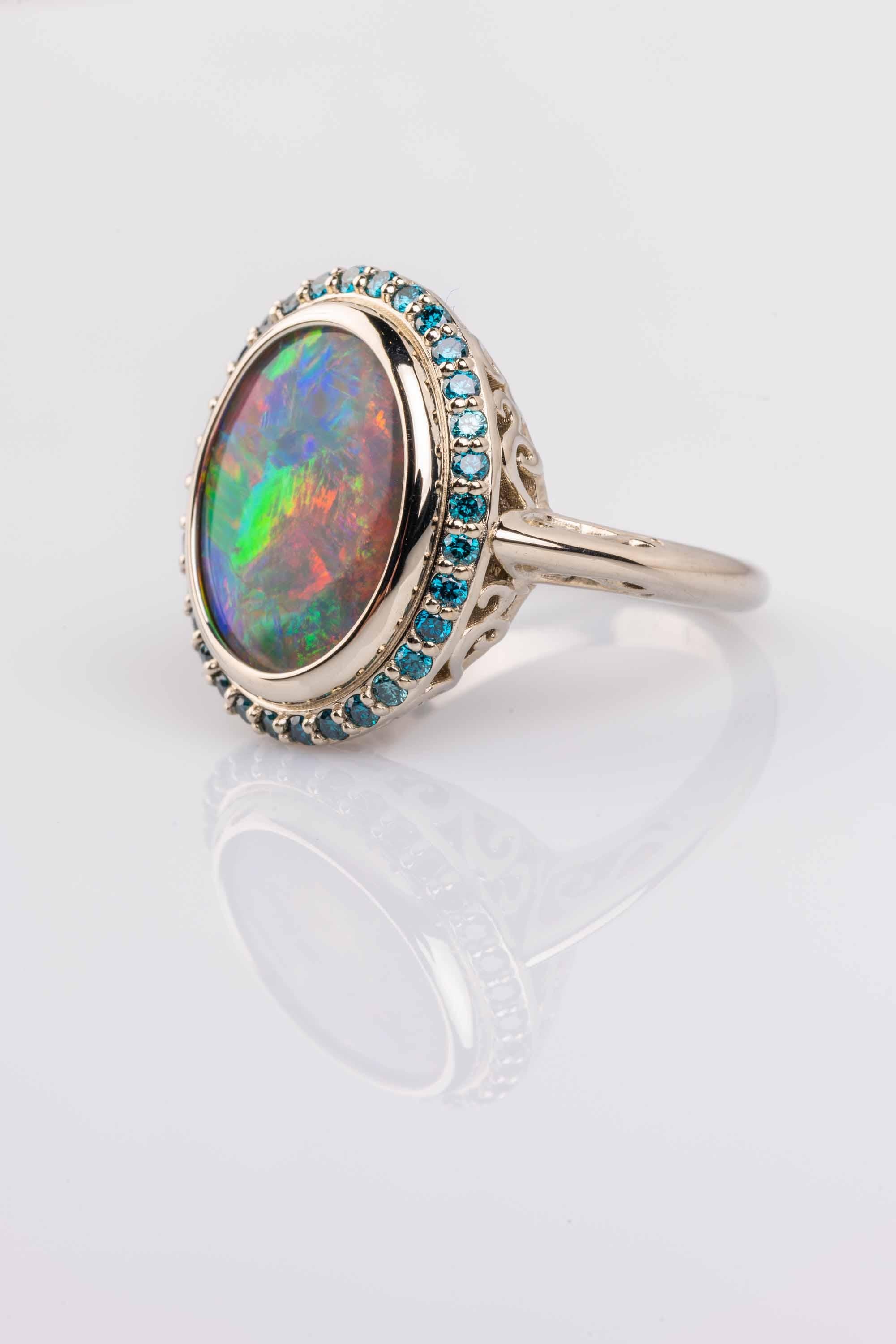 teal opal rings