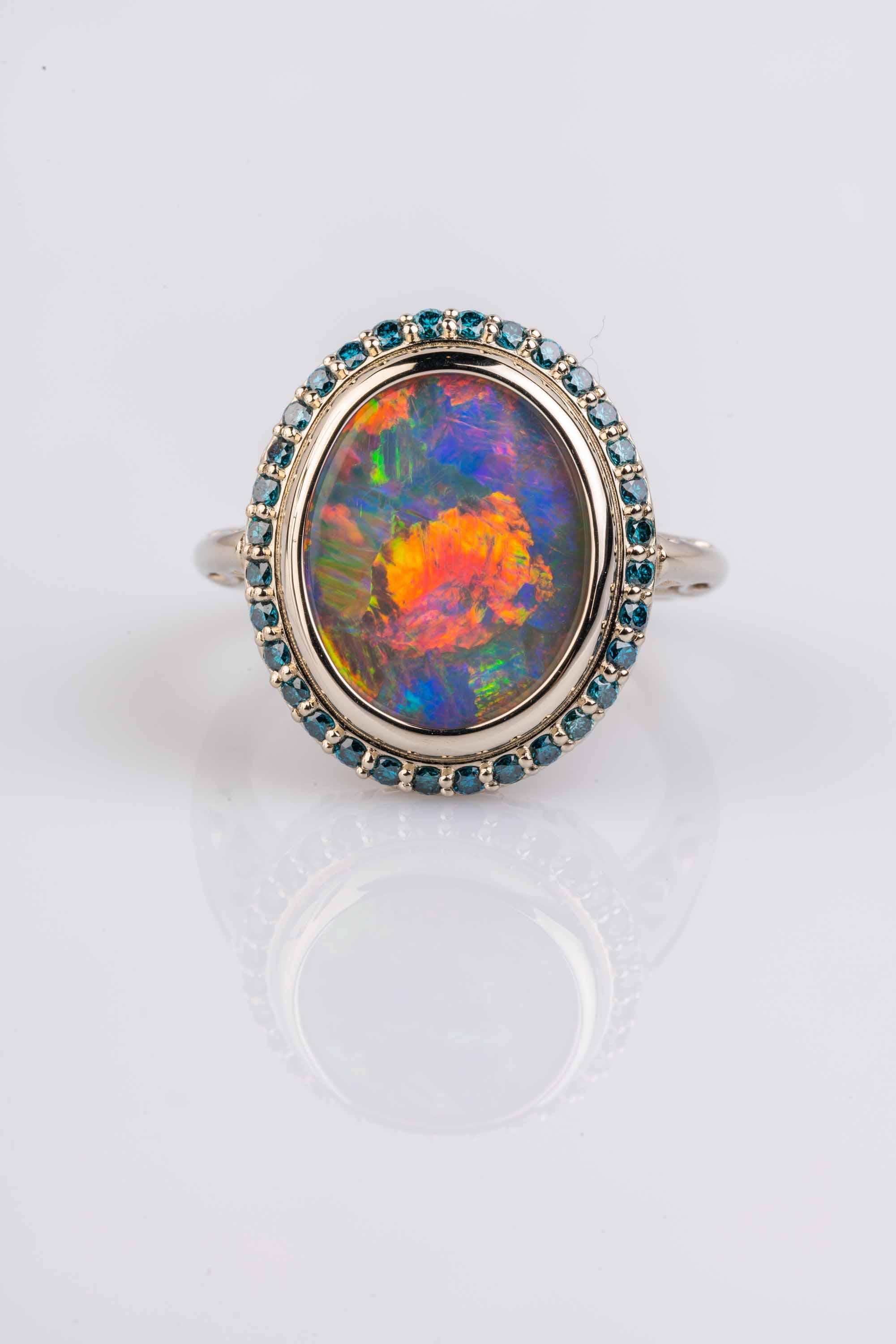 halo opal engagement ring