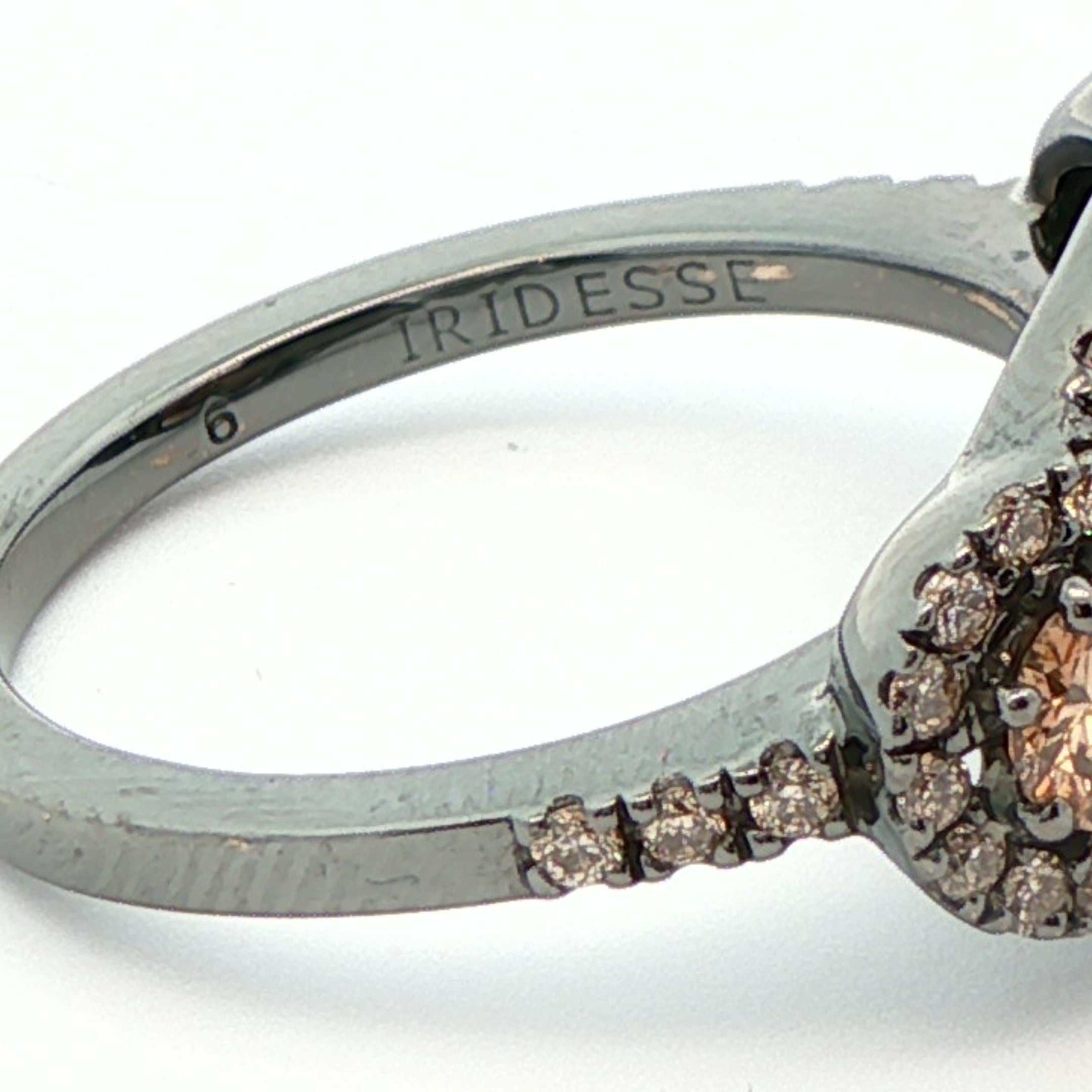 Bague en or blanc 18k rhodié noir avec perles et diamants en chocolat en vente 3