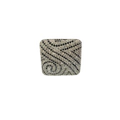 18K White Gold Black & White Diamond Cocktail Ring Size 6 #22389
