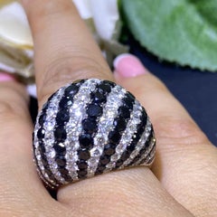 18K White Gold Black & White Diamond Dome Ring – 8.22CT Total Diamonds  DR045