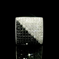18k White Gold Black & White Diamond Geometric Wide Ying Yang Platter Ring