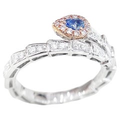 18K White Gold Blue Diamond Ring with Diamonds