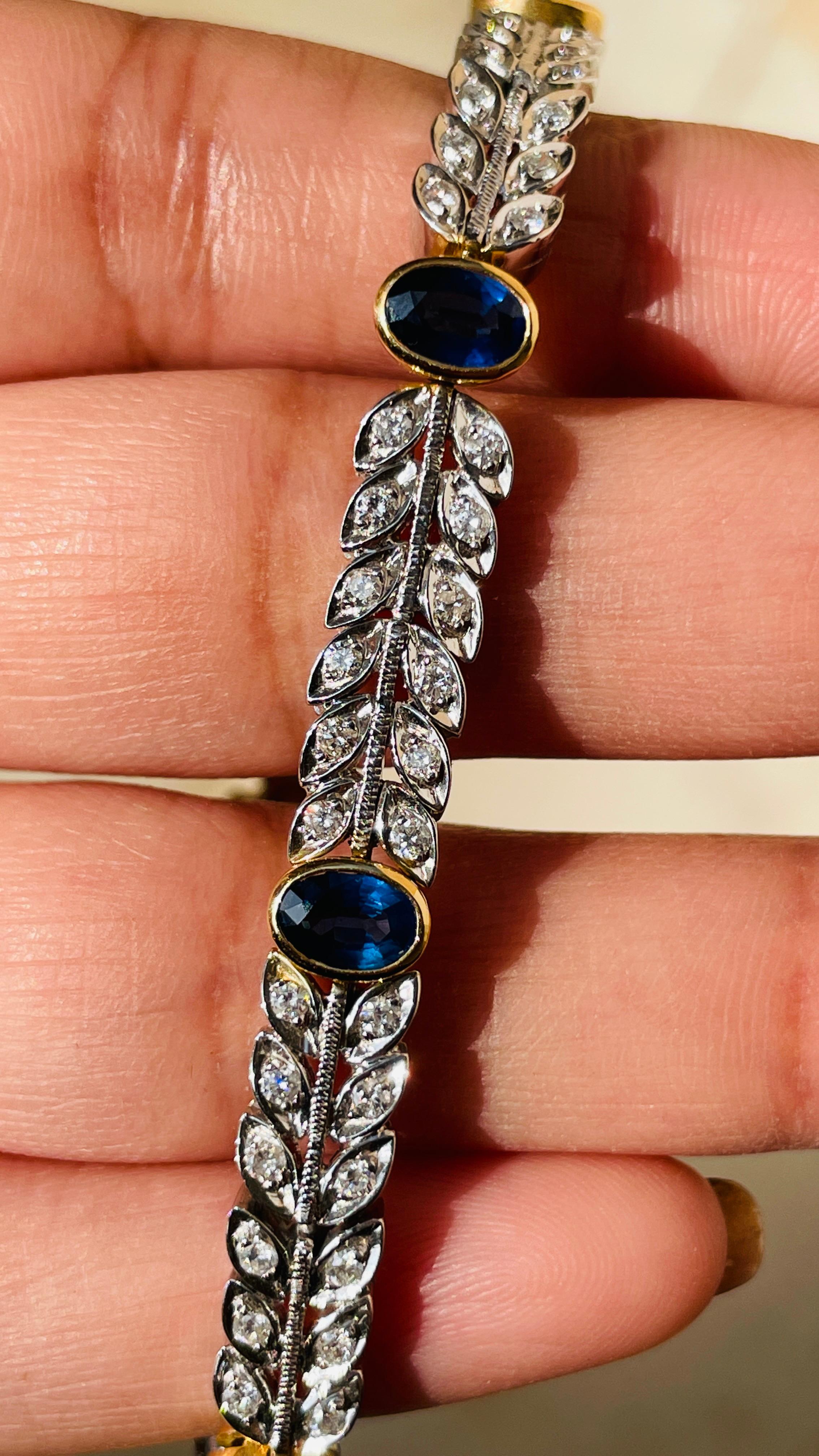 18K White Gold Blue Sapphire and Diamond Bracelet For Sale 1
