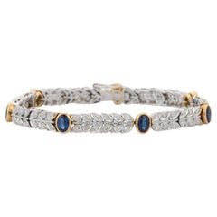 18K White Gold Blue Sapphire and Diamond Bracelet