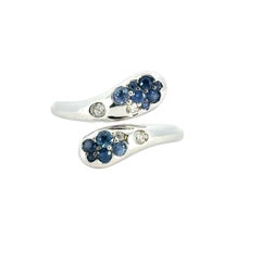 18k White Gold Blue Sapphire and Diamond Snake Ring