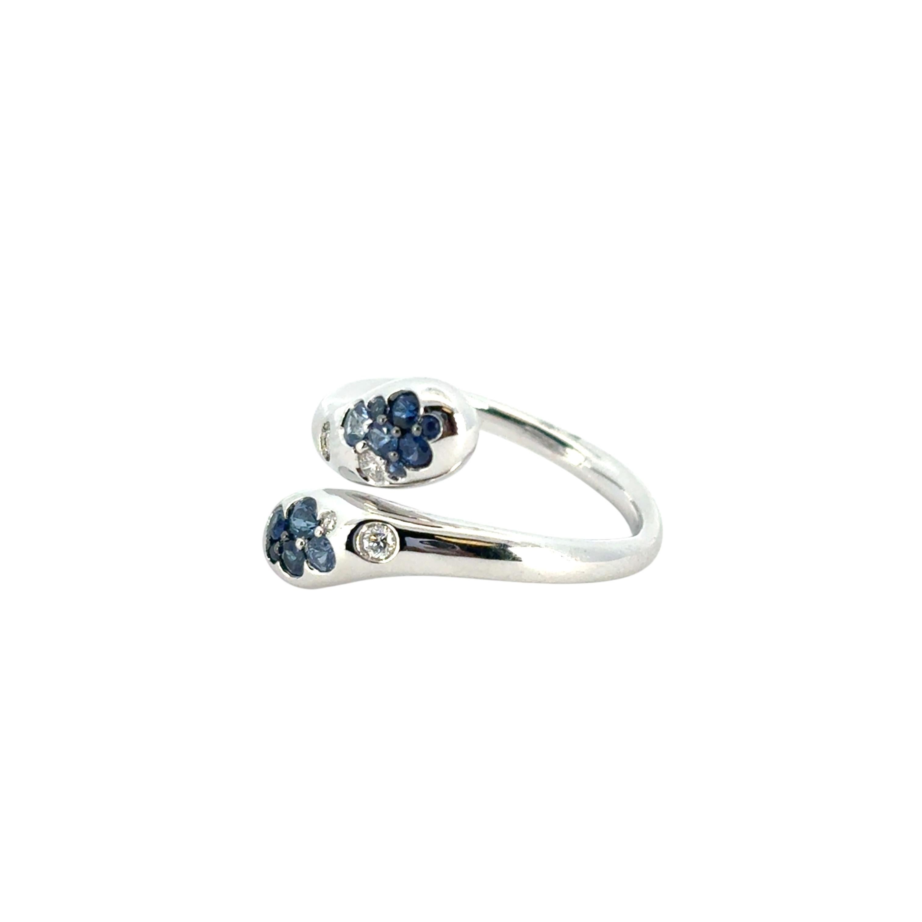 Anello a serpente con zaffiro blu e diamante in oro bianco 18 carati in vendita 1