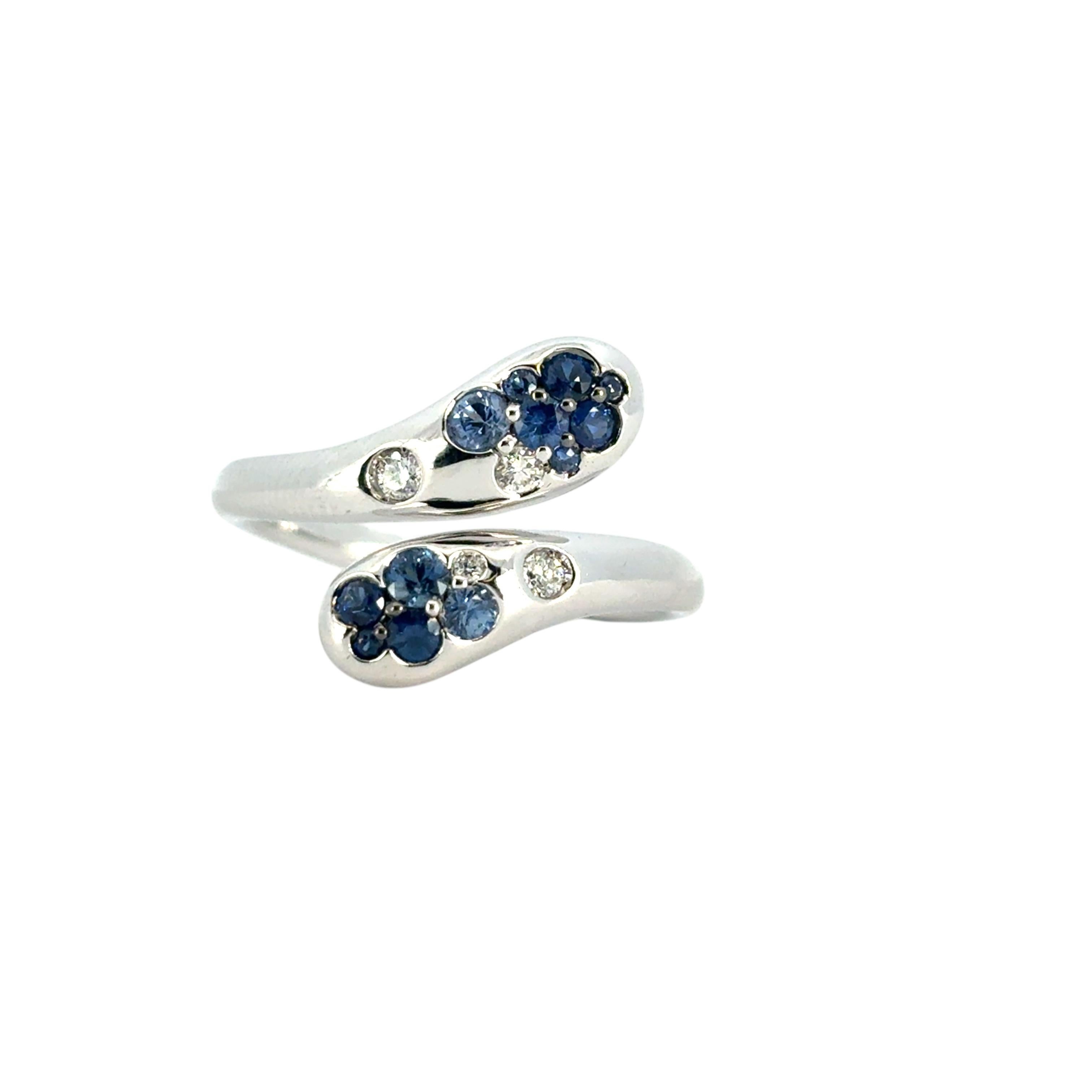 Anello a serpente con zaffiro blu e diamante in oro bianco 18 carati in vendita 3