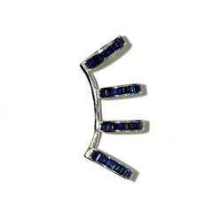 18 Karat White Gold, Blue Sapphire Baguette Multi Earcuff
