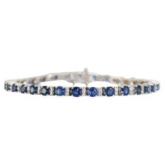 18K White Gold Blue Sapphire Bracelet 8.00tcw, 21g