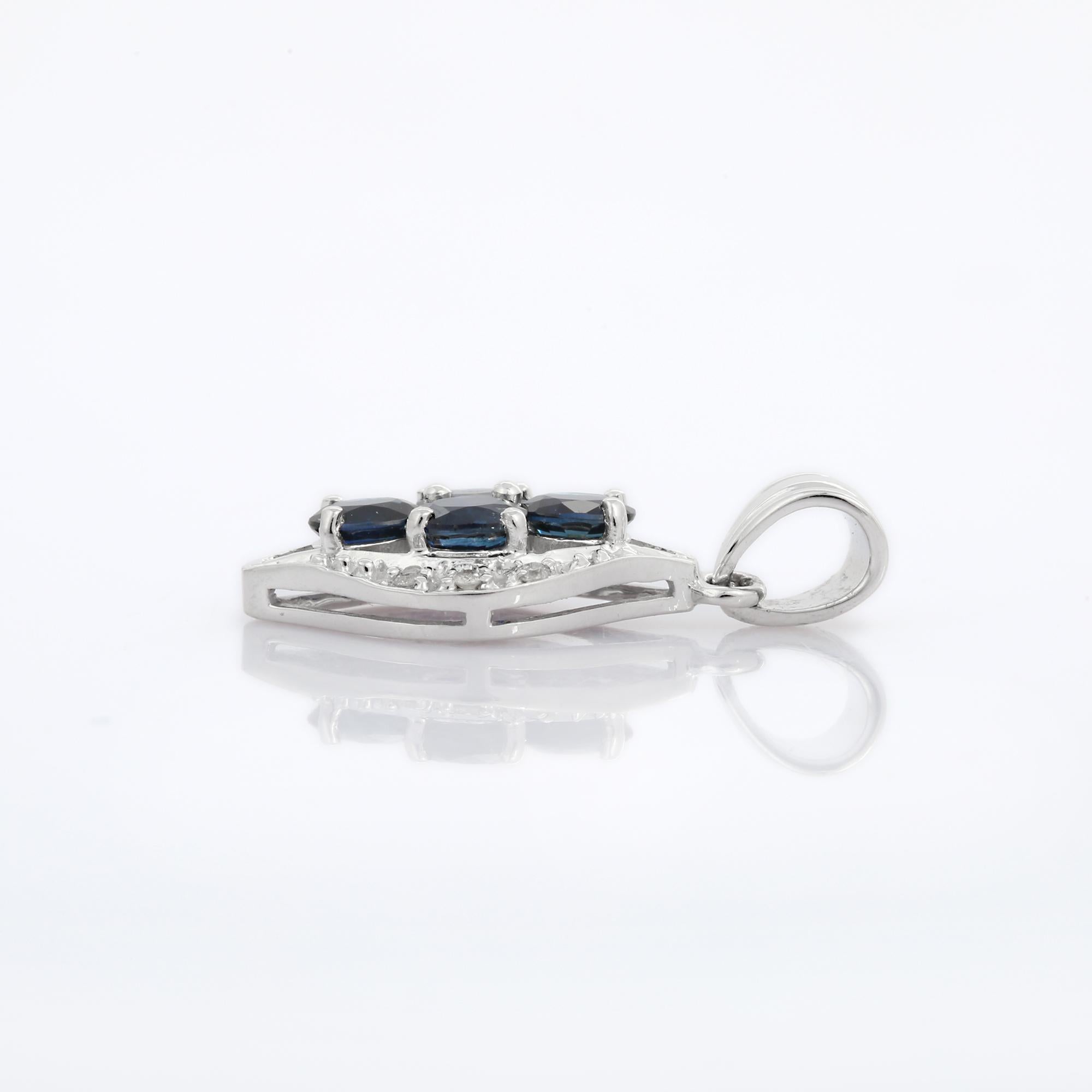 Natural Blue Sapphire pendant in 18K Gold. It has a oval cut sapphires studded with diamonds that completes your look with a decent touch. Pendants are used to wear or gifted to represent love and promises. It's an attractive jewelry piece that goes