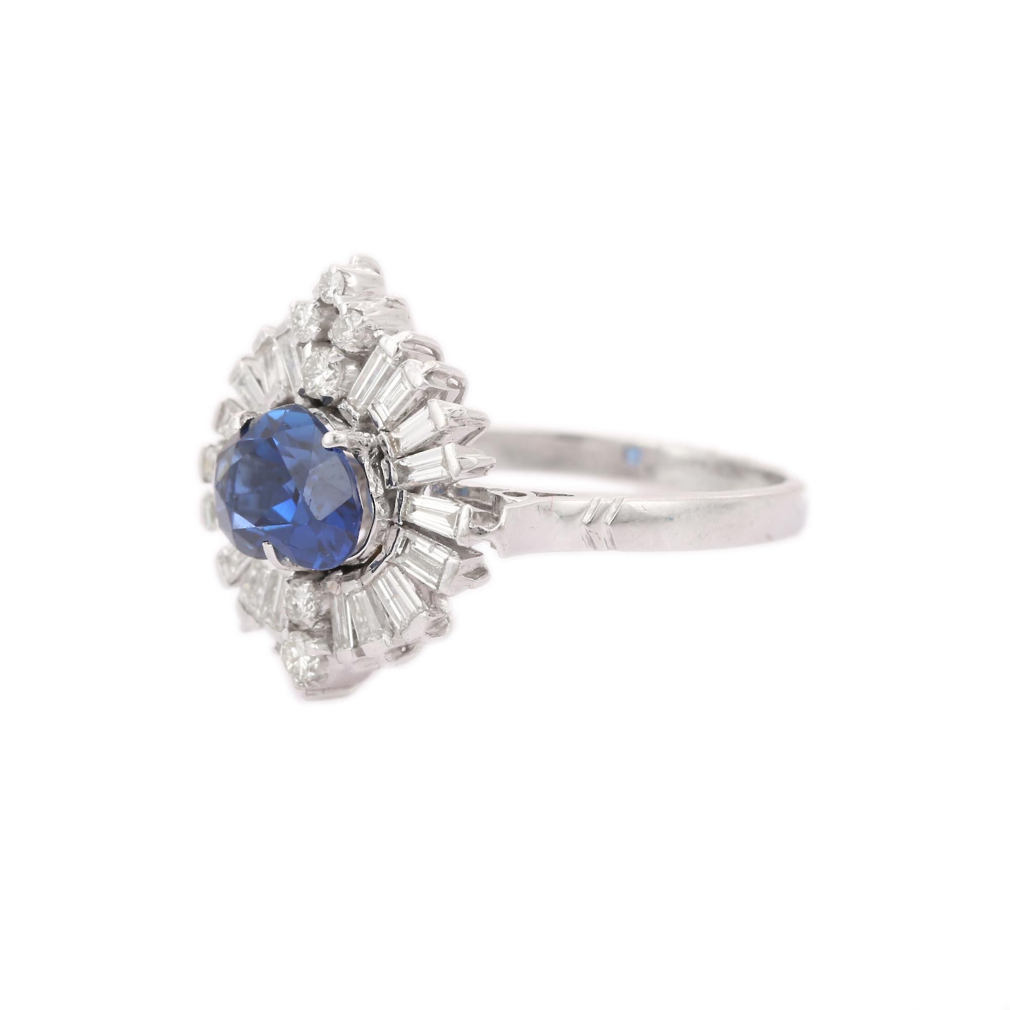 For Sale:  Glamorous Heart Cut Sapphire Ring in 18k Solid White Gold With Diamonds 3