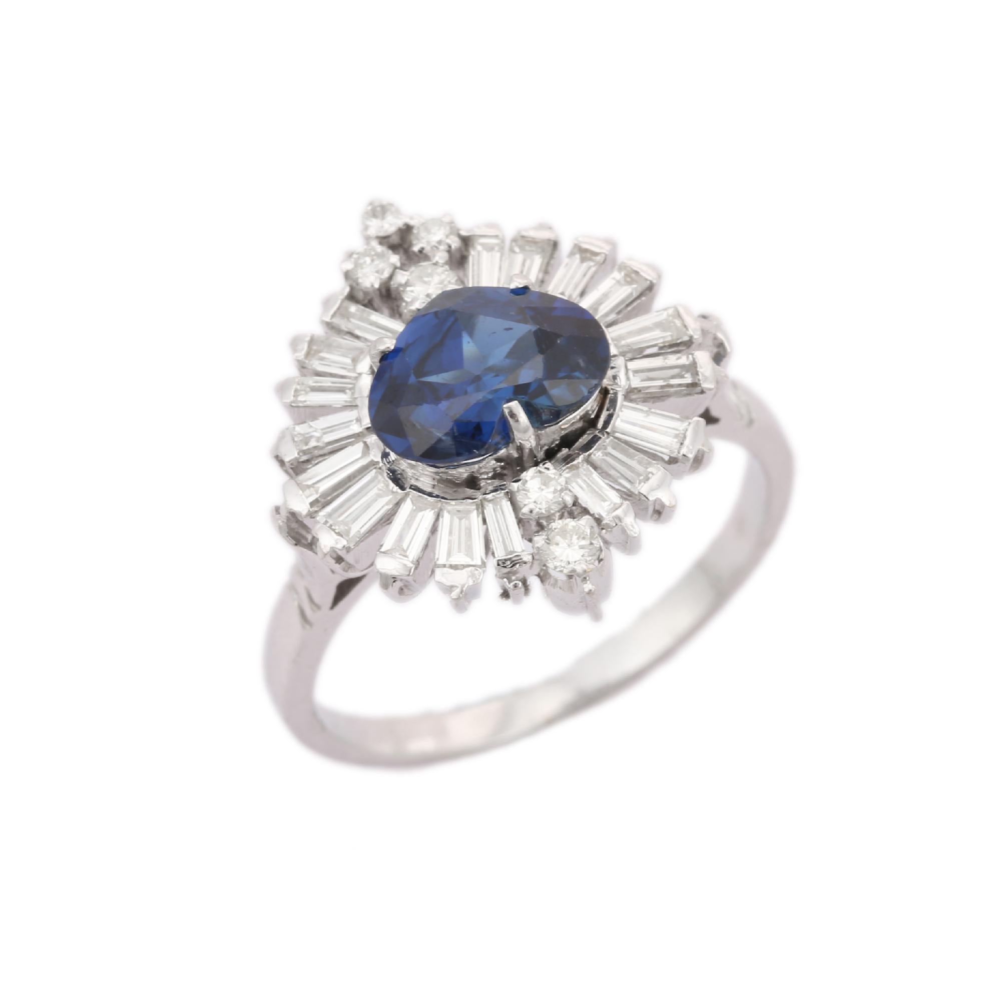 For Sale:  Glamorous Heart Cut Sapphire Ring in 18k Solid White Gold With Diamonds 6