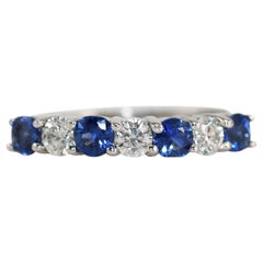 18K White Gold Blue Sapphire & Diamond Ring, 3.7g