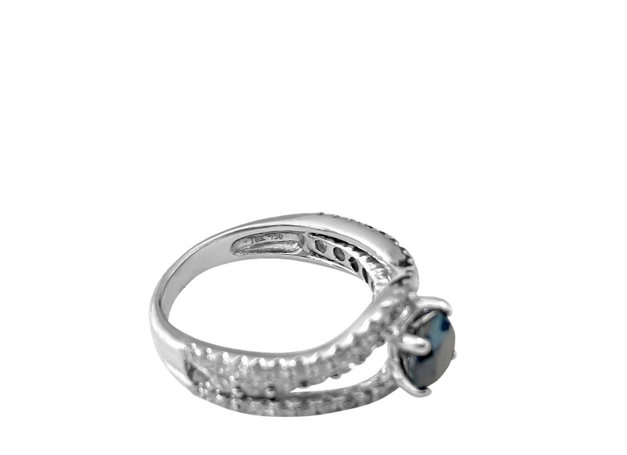 Women's 18k White Gold, Blue Sapphire & Diamond Ring For Her For Sale