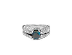 Anillo para Ella de Oro Blanco de 18k, Zafiro Azul y Diamantes